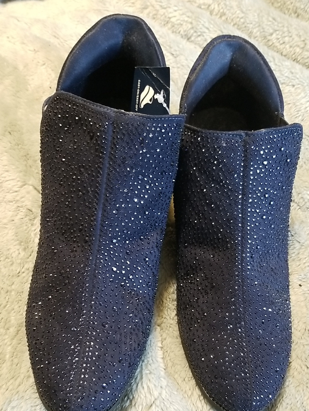 KENNETH COLE REACTION, Sz 8.5M Dark Blue Sparkle Ankle Boots NWT